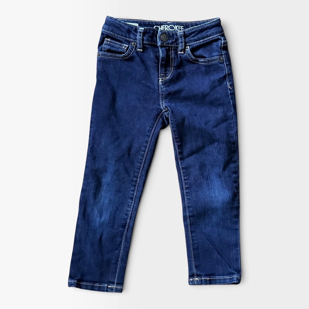 Cherokee Kids Dark Wash Super Skinny Crop Jeans Size 5 Adjustable Waist